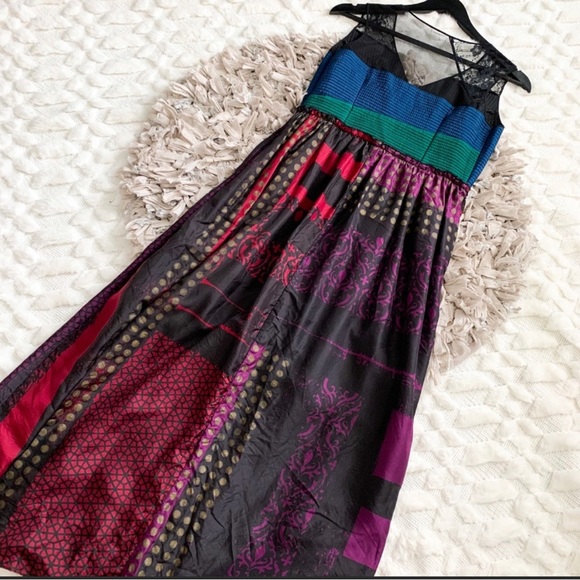 Niki Tlanapan Patchwork & Lace Silk Maxi Dress - Picture 2 of 4